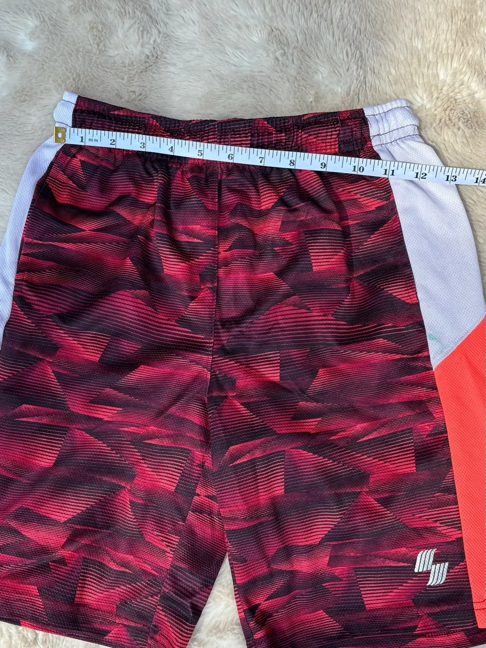 Place Sport Boys Red Patterned Athletic Shorts